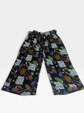 Vintage Carolina Bay Tropical Heron Floral Print Wide Leg Pants Women’s Large